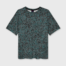 Чёрно-бирюзовый эффект объёмной текстуры  – Женская футболка oversize 3D с принтом купить со скидкой в -50%