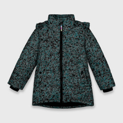 Чёрно-бирюзовый эффект объёмной текстуры  – Зимняя куртка для девочек 3D с принтом купить