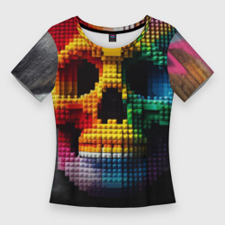 Lego skull fantasy - ai art – Женская футболка 3D Slim с принтом купить
