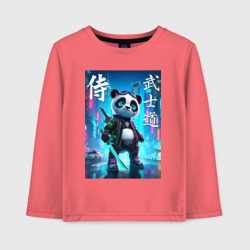 Panda samurai - bushido ai art – Детский лонгслив хлопок с принтом купить со скидкой в -20%
