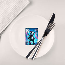 Panda samurai - bushido ai art – Тарелка с принтом купить