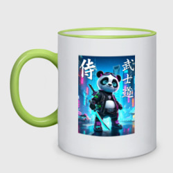 Panda samurai - bushido ai art – Кружка двухцветная с принтом купить