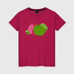 Яблоко пиксель арт – Женская футболка хлопок с принтом купить