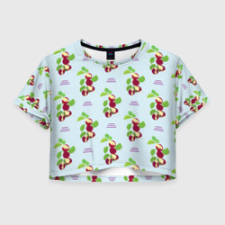 Инжир и линии – Женская футболка Crop-top 3D с принтом купить