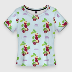 Инжир и линии – Женская футболка 3D Slim с принтом купить
