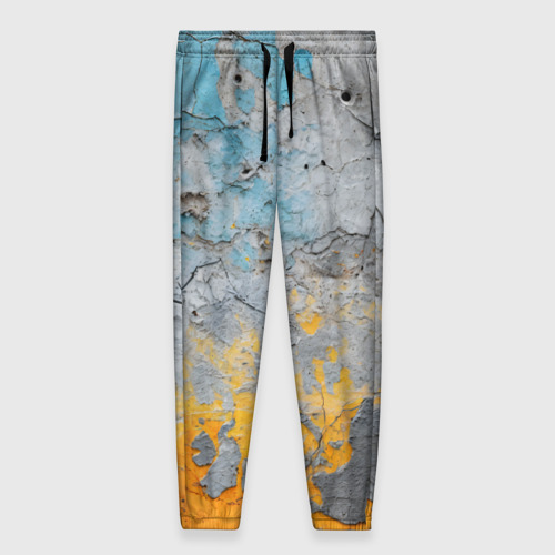 Женские брюки с принтом Бетонная стена с краской, вид спереди №1