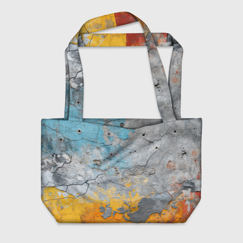 Пляжная сумка с принтом Бетонная стена с краской, вид спереди №1