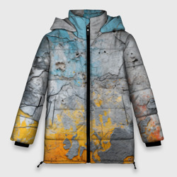 Бетонная стена с краской – Женская зимняя куртка Oversize с принтом купить