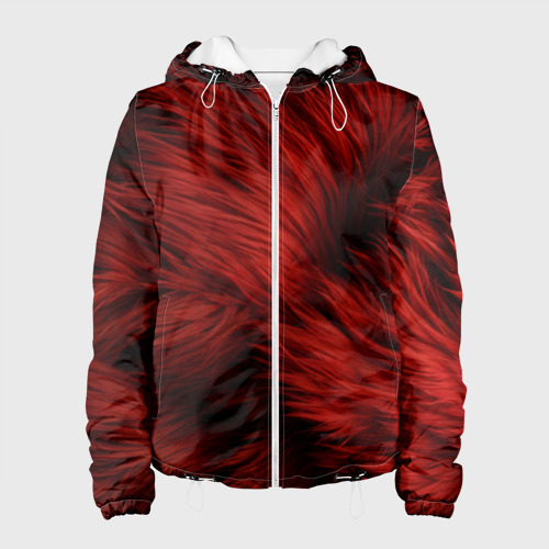 Женская куртка с принтом Красная шерсть, вид спереди №1