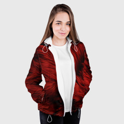 Куртка с принтом Красная шерсть для женщины, вид на модели спереди №3. Цвет основы: белый