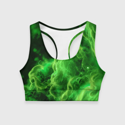 Зелёный густой дым - inferno green – Женский спортивный топ 3D с принтом купить