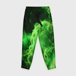 Зелёный густой дым - inferno green – Детские брюки 3D с принтом купить