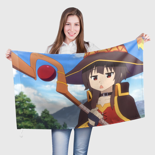 Флаг с принтом Konosuba Мэгумин cute, вид спереди №1