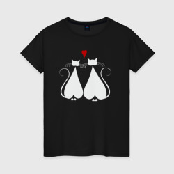 Влюблённые котейки – Женская футболка хлопок с принтом купить со скидкой в -20%