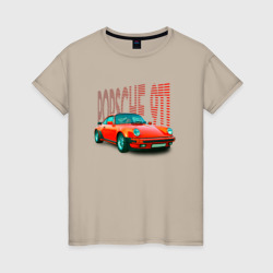 Немецкий автомобиль Порше 911 – Женская футболка хлопок с принтом купить со скидкой в -20%