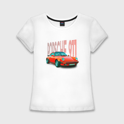 Немецкий автомобиль Порше 911 – Женская футболка хлопок Slim с принтом купить