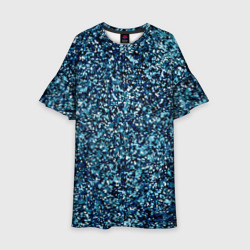 Синий пёстрый текстурированный – Детское платье 3D с принтом купить