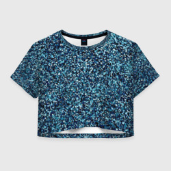Синий пёстрый текстурированный – Женская футболка Crop-top 3D с принтом купить