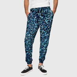 Синий пёстрый текстурированный – Мужские брюки 3D с принтом купить