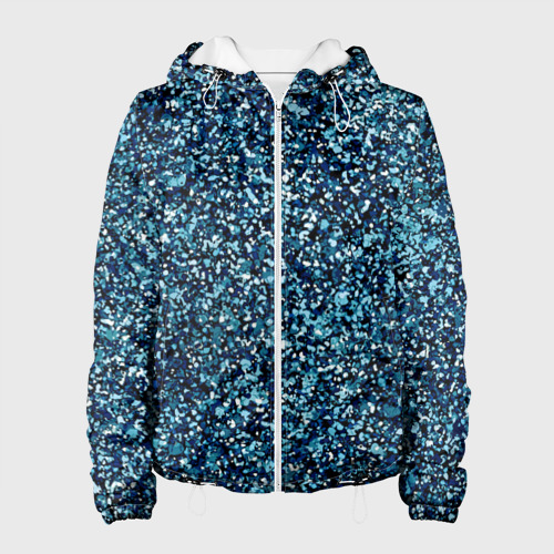 Женская куртка с принтом Синий пёстрый текстурированный, вид спереди №1