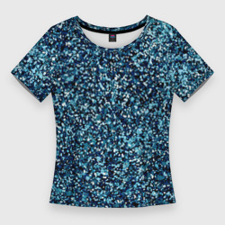 Синий пёстрый текстурированный – Женская футболка 3D Slim с принтом купить