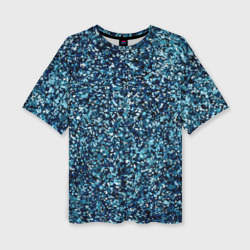 Синий пёстрый текстурированный – Женская футболка oversize 3D с принтом купить со скидкой в -50%