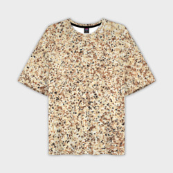 Светлый коричневый текстурированный под камень  – Мужская футболка oversize 3D с принтом купить со скидкой в -50%
