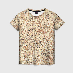 Светлый коричневый текстурированный под камень  – Женская футболка 3D с принтом купить со скидкой в -26%