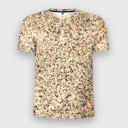 Светлый коричневый текстурированный под камень  – Мужская футболка 3D Slim с принтом купить со скидкой в -9%
