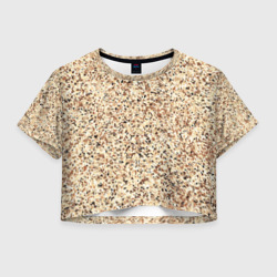 Светлый коричневый текстурированный под камень  – Женская футболка Crop-top 3D с принтом купить