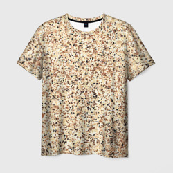 Светлый коричневый текстурированный под камень  – Мужская футболка 3D с принтом купить со скидкой в -26%