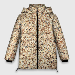 Светлый коричневый текстурированный под камень  – Женская зимняя куртка Oversize с принтом купить