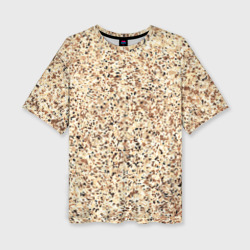 Светлый коричневый текстурированный под камень  – Женская футболка oversize 3D с принтом купить со скидкой в -50%