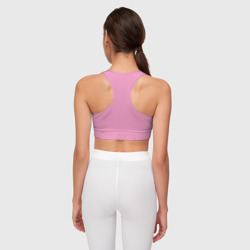 Топ с принтом Розовый паттерн сеточка для женщины, вид на модели сзади №2. Цвет основы: белый