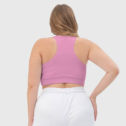 Топ с принтом Розовый паттерн сеточка для женщины, вид на модели сзади №3. Цвет основы: белый