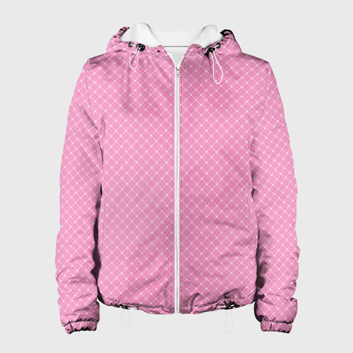 Женская куртка с принтом Розовый паттерн сеточка, вид спереди №1