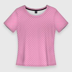 Розовый паттерн сеточка – Женская футболка 3D Slim с принтом купить