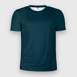 Тёмный сине-зелёный паттерн сеточка – Мужская футболка 3D Slim с принтом купить со скидкой в -9%