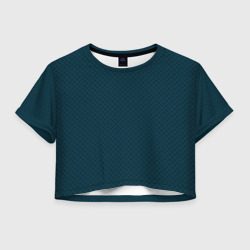 Тёмный сине-зелёный паттерн сеточка – Женская футболка Crop-top 3D с принтом купить
