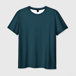 Тёмный сине-зелёный паттерн сеточка – Мужская футболка 3D с принтом купить со скидкой в -26%