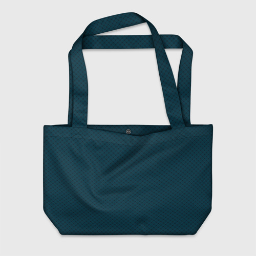 Пляжная сумка с принтом Тёмный сине-зелёный паттерн сеточка, вид спереди №1
