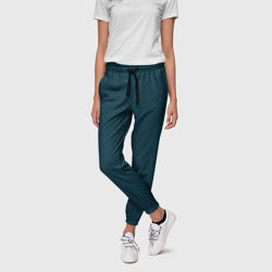 Тёмный сине-зелёный паттерн сеточка – Женские брюки 3D с принтом купить