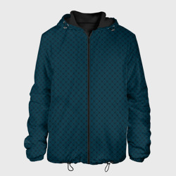 Тёмный сине-зелёный паттерн сеточка – Мужская куртка 3D с принтом купить со скидкой в -10%