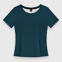 Тёмный сине-зелёный паттерн сеточка – Женская футболка 3D Slim с принтом купить