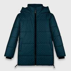 Тёмный сине-зелёный паттерн сеточка – Женская зимняя куртка Oversize с принтом купить