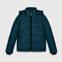 Тёмный сине-зелёный паттерн сеточка – Зимняя куртка для мальчиков 3D с принтом купить