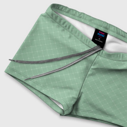 Плавки с принтом Ментоловый зелёный паттерн сетка для мужчины, вид на модели спереди №4. Цвет основы: белый