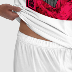 Пижама с принтом Ужасы евангелиона для мужчины, вид на модели спереди №4. Цвет основы: белый