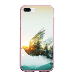 Летящий голубь и лес эффект двойной экспозиции – Чехол для iPhone 7Plus/8 Plus матовый с принтом купить