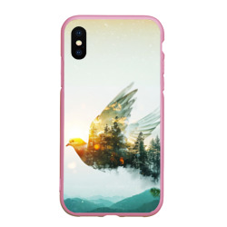 Летящий голубь и лес эффект двойной экспозиции – Чехол для iPhone XS Max матовый с принтом купить